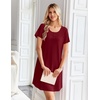 image:imageEkouaer Bamboo Viscose Nightgowns for Women Short Sleeve Sleep Shirts T Shirt Night Gown Cooling Pajama Dress Soft SleepwearWine Red