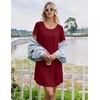 image:imageEkouaer Bamboo Viscose Nightgowns for Women Short Sleeve Sleep Shirts T Shirt Night Gown Cooling Pajama Dress Soft SleepwearWine Red