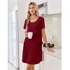 image:imageEkouaer Bamboo Viscose Nightgowns for Women Short Sleeve Sleep Shirts T Shirt Night Gown Cooling Pajama Dress Soft SleepwearWine Red