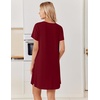 image:imageEkouaer Bamboo Viscose Nightgowns for Women Short Sleeve Sleep Shirts T Shirt Night Gown Cooling Pajama Dress Soft SleepwearWine Red