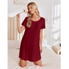 image:imageEkouaer Bamboo Viscose Nightgowns for Women Short Sleeve Sleep Shirts T Shirt Night Gown Cooling Pajama Dress Soft SleepwearWine Red