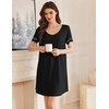 image:imageEkouaer Cotton Nightgowns for Women Short Sleeve Sleep Shirts TShirt Dress V Neck Nightshirt S3XLBlack