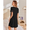 image:imageEkouaer Cotton Nightgowns for Women Short Sleeve Sleep Shirts TShirt Dress V Neck Nightshirt S3XLBlack