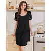 image:imageEkouaer Cotton Nightgowns for Women Short Sleeve Sleep Shirts TShirt Dress V Neck Nightshirt S3XLBlack