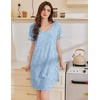 image:imageEkouaer Cotton Nightgowns for Women Short Sleeve Sleep Shirts TShirt Dress V Neck Nightshirt S3XLBlue Floral
