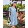 image:imageEkouaer Cotton Nightgowns for Women Short Sleeve Sleep Shirts TShirt Dress V Neck Nightshirt S3XLBlue Floral