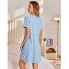 image:imageEkouaer Cotton Nightgowns for Women Short Sleeve Sleep Shirts TShirt Dress V Neck Nightshirt S3XLBlue Floral