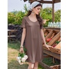 image:imageEkouaer Cotton Nightgowns for Women Short Sleeve Sleep Shirts TShirt Dress V Neck Nightshirt S3XLBrown