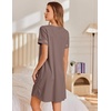image:imageEkouaer Cotton Nightgowns for Women Short Sleeve Sleep Shirts TShirt Dress V Neck Nightshirt S3XLBrown