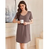image:imageEkouaer Cotton Nightgowns for Women Short Sleeve Sleep Shirts TShirt Dress V Neck Nightshirt S3XLBrown