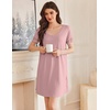 image:imageEkouaer Cotton Nightgowns for Women Short Sleeve Sleep Shirts TShirt Dress V Neck Nightshirt S3XLDusty Pink