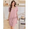 image:imageEkouaer Cotton Nightgowns for Women Short Sleeve Sleep Shirts TShirt Dress V Neck Nightshirt S3XLDusty Pink