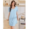 image:imageEkouaer Cotton Nightgowns for Women Short Sleeve Sleep Shirts TShirt Dress V Neck Nightshirt S3XLLight Blue