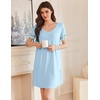 image:imageEkouaer Cotton Nightgowns for Women Short Sleeve Sleep Shirts TShirt Dress V Neck Nightshirt S3XLLight Blue