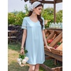 image:imageEkouaer Cotton Nightgowns for Women Short Sleeve Sleep Shirts TShirt Dress V Neck Nightshirt S3XLLight Blue