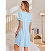 image:imageEkouaer Cotton Nightgowns for Women Short Sleeve Sleep Shirts TShirt Dress V Neck Nightshirt S3XLLight Blue