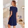 image:imageEkouaer Cotton Nightgowns for Women Short Sleeve Sleep Shirts TShirt Dress V Neck Nightshirt S3XLNavy Blue
