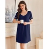 image:imageEkouaer Cotton Nightgowns for Women Short Sleeve Sleep Shirts TShirt Dress V Neck Nightshirt S3XLNavy Blue