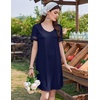 image:imageEkouaer Cotton Nightgowns for Women Short Sleeve Sleep Shirts TShirt Dress V Neck Nightshirt S3XLNavy Blue
