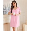 image:imageEkouaer Cotton Nightgowns for Women Short Sleeve Sleep Shirts TShirt Dress V Neck Nightshirt S3XLPink