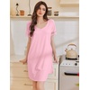 image:imageEkouaer Cotton Nightgowns for Women Short Sleeve Sleep Shirts TShirt Dress V Neck Nightshirt S3XLPink