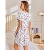 image:imageEkouaer Cotton Nightgowns for Women Short Sleeve Sleep Shirts TShirt Dress V Neck Nightshirt S3XLPink Flower