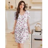 image:imageEkouaer Cotton Nightgowns for Women Short Sleeve Sleep Shirts TShirt Dress V Neck Nightshirt S3XLPink Flower