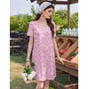 image:imageEkouaer Cotton Nightgowns for Women Short Sleeve Sleep Shirts TShirt Dress V Neck Nightshirt S3XLPnik Ploral