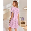 image:imageEkouaer Cotton Nightgowns for Women Short Sleeve Sleep Shirts TShirt Dress V Neck Nightshirt S3XLPnik Ploral