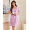 image:imageEkouaer Cotton Nightgowns for Women Short Sleeve Sleep Shirts TShirt Dress V Neck Nightshirt S3XLPnik Ploral