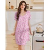 image:imageEkouaer Cotton Nightgowns for Women Short Sleeve Sleep Shirts TShirt Dress V Neck Nightshirt S3XLPnik Ploral
