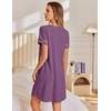 image:imageEkouaer Cotton Nightgowns for Women Short Sleeve Sleep Shirts TShirt Dress V Neck Nightshirt S3XLPurple