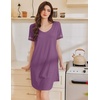image:imageEkouaer Cotton Nightgowns for Women Short Sleeve Sleep Shirts TShirt Dress V Neck Nightshirt S3XLPurple