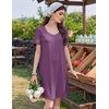 image:imageEkouaer Cotton Nightgowns for Women Short Sleeve Sleep Shirts TShirt Dress V Neck Nightshirt S3XLPurple