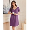 image:imageEkouaer Cotton Nightgowns for Women Short Sleeve Sleep Shirts TShirt Dress V Neck Nightshirt S3XLPurple