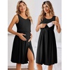 image:imageEkouaer Maternity Nursing Gown and Robe Set Labor Delivery Hosptial Nursing Dress Pregnancy Clothes SXXLBlack