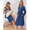 image:imageEkouaer Maternity Nursing Gown and Robe Set Labor Delivery Hosptial Nursing Dress Pregnancy Clothes SXXLBlue