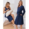 image:imageEkouaer Maternity Nursing Gown and Robe Set Labor Delivery Hosptial Nursing Dress Pregnancy Clothes SXXLNavy Blue