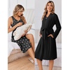 image:imageEkouaer Maternity Nursing Gown and Robe Set Labor Delivery Hosptial Nursing Dress Pregnancy Clothes SXXLWhite Flower Black