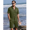 image:imageEkouaer Mens Hawaiian Shirt and Shorts Sets 2 Piece Beach Outfits Button Down Summer Pajamas Set Vacation Lounge Sets XSXXLArmy Green