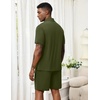 image:imageEkouaer Mens Hawaiian Shirt and Shorts Sets 2 Piece Beach Outfits Button Down Summer Pajamas Set Vacation Lounge Sets XSXXLArmy Green