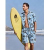 image:imageEkouaer Mens Hawaiian Shirt and Shorts Sets 2 Piece Beach Outfits Button Down Summer Pajamas Set Vacation Lounge Sets XSXXLCoconut Tree  Light Blue