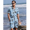 image:imageEkouaer Mens Hawaiian Shirt and Shorts Sets 2 Piece Beach Outfits Button Down Summer Pajamas Set Vacation Lounge Sets XSXXLCoconut Tree  Light Blue