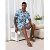 image:imageEkouaer Mens Hawaiian Shirt and Shorts Sets 2 Piece Beach Outfits Button Down Summer Pajamas Set Vacation Lounge Sets XSXXLCoconut Tree  Light Blue