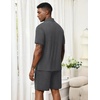 image:imageEkouaer Mens Hawaiian Shirt and Shorts Sets 2 Piece Beach Outfits Button Down Summer Pajamas Set Vacation Lounge Sets XSXXLDark Grey