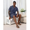 image:imageEkouaer Mens Hawaiian Shirt and Shorts Sets 2 Piece Beach Outfits Button Down Summer Pajamas Set Vacation Lounge Sets XSXXLDinosaur Skeleton