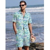 image:imageEkouaer Mens Hawaiian Shirt and Shorts Sets 2 Piece Beach Outfits Button Down Summer Pajamas Set Vacation Lounge Sets XSXXLFlamingo