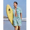 image:imageEkouaer Mens Hawaiian Shirt and Shorts Sets 2 Piece Beach Outfits Button Down Summer Pajamas Set Vacation Lounge Sets XSXXLFlamingo