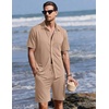 image:imageEkouaer Mens Hawaiian Shirt and Shorts Sets 2 Piece Beach Outfits Button Down Summer Pajamas Set Vacation Lounge Sets XSXXLKhaki