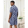 image:imageEkouaer Mens Hawaiian Shirt and Shorts Sets 2 Piece Beach Outfits Button Down Summer Pajamas Set Vacation Lounge Sets XSXXLNavy Blue Hawaiian Leaves